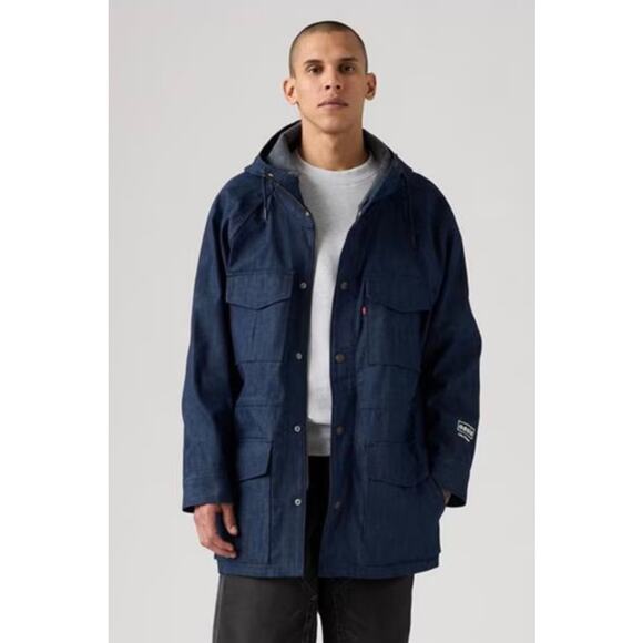 Levis x Oasis Parka Jacket Relax Fit Blue Liam Gallagher's iconic style Sz M - Picture 1 of 14